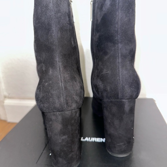 Yves Saint Laurent Black Suede Heeled Ankle Boots - Picture 7 of 12